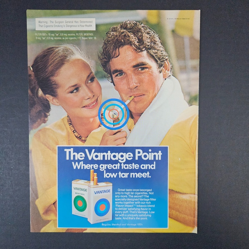 1979 Vantage Cigarettes RJ Reynolds Tobacco Co Vintage Print Ad Mancave Shop